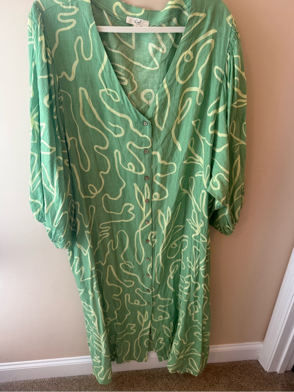 EASEL print shirt dress in green geo pattern size 3X